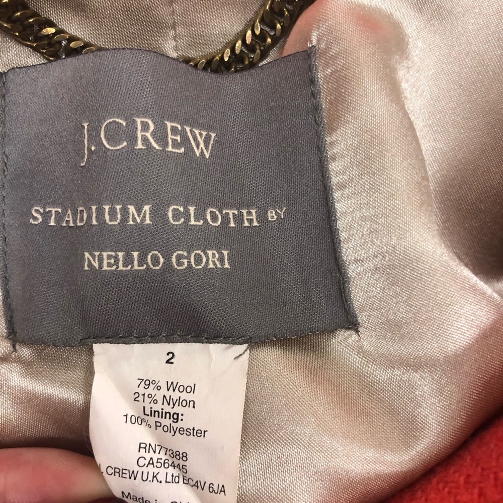 J Crew Trench Coat Stadium Cloth Orange Red Wool - Picture 3 of 8